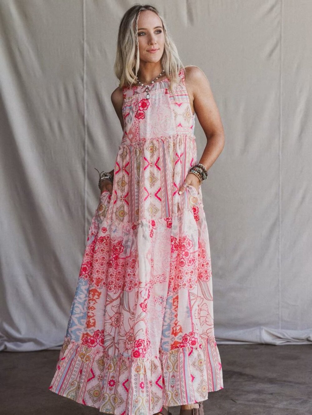 The Nest Maris Maxi Dress in Coral